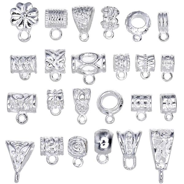 24pcs mix tibetan white silver silver color connectors bails big hole beads fit european charm bracelet pendant254y, Black
24pcs mix tibetan white silver silver color connectors bails big hole beads fit european charm bracelet pendant254y, Black