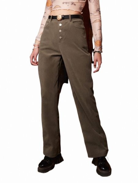 women's pants & capris romwe goth solid button fly corduroy pants without belt q0k0#, Black;white
women's pants & capris romwe goth solid button fly corduroy pants without belt q0k0#, Black;white