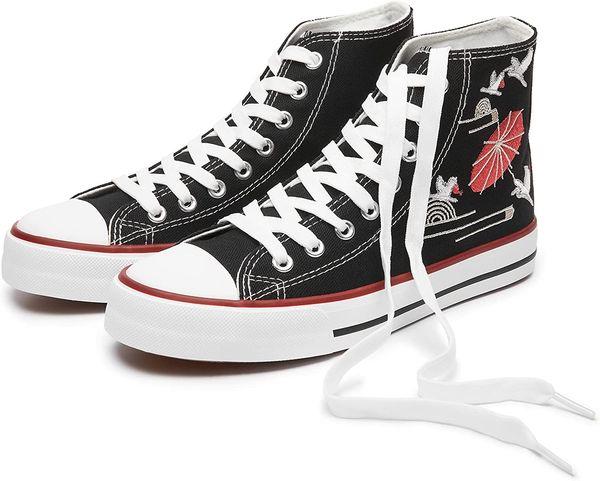black embroidery womens high canvas sneakers classic canvas shoes casual for walking
black embroidery womens high canvas sneakers classic canvas shoes casual for walking