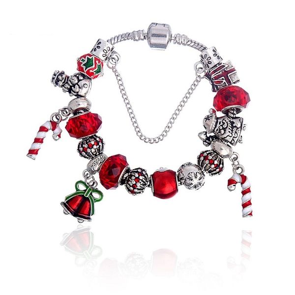 18-21cm charm bracelet 925 sterling silver christmas gift fit pandora european bracelets red enamel candy cane pendant charm bead small bell, Black
18-21cm charm bracelet 925 sterling silver christmas gift fit pandora european bracelets red enamel candy cane pendant charm bead small bell, Black