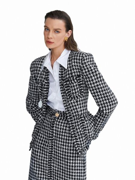 women's down & parkas raw edge houndstooth pattern tweed overcoat f2h5#, Black
women's down & parkas raw edge houndstooth pattern tweed overcoat f2h5#, Black