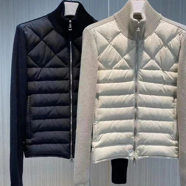 men's down parkas vertical collar knit stitching down jacket men short home light sweater outer jack 220909, Black
men's down parkas vertical collar knit stitching down jacket men short home light sweater outer jack 220909, Black