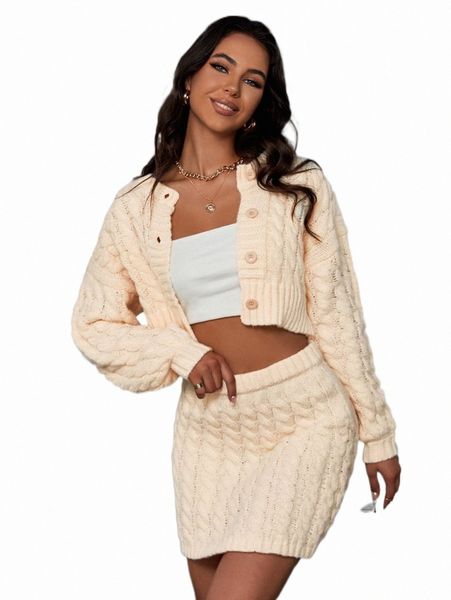 women's sweaters cable knit drop shoulder crop cardigan & knit skirt y2z8#, White;black
women's sweaters cable knit drop shoulder crop cardigan & knit skirt y2z8#, White;black