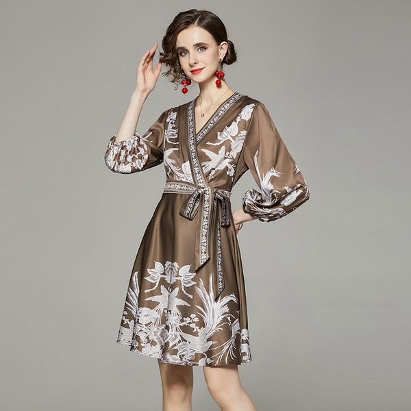2022 v-neck lace up bow brown dress women lantern sleeve slim retro print dresses sweet cute office lady floral fine elegant frocks spring a, Black;gray
2022 v-neck lace up bow brown dress women lantern sleeve slim retro print dresses sweet cute office lady floral fine elegant frocks spring a, Black;gray