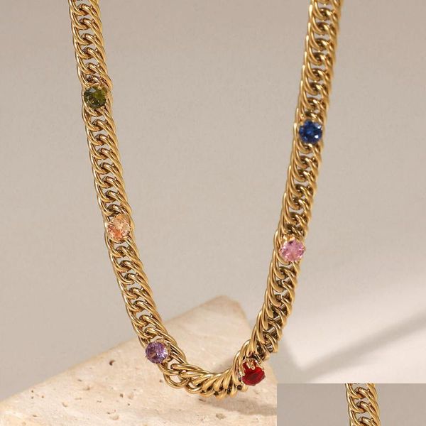 chains chains green/blue/orange 14k gold-plated/steel color cuban chain zircon necklace gift stainless steel for womenchains drop del dh890, Silver
chains chains green/blue/orange 14k gold-plated/steel color cuban chain zircon necklace gift stainless steel for womenchains drop del dh890, Silver