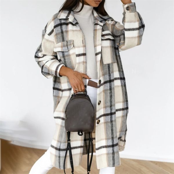 women's wool blends winter women checked jacket casual oversized turn down collar long coat female thick warm woolen overcoat streetwea, Black
women's wool blends winter women checked jacket casual oversized turn down collar long coat female thick warm woolen overcoat streetwea, Black