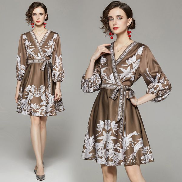 2022 v-neck lace up bow brown dress women lantern sleeve slim retro print dresses sweet cute office lady floral fine elegant frocks spring a, Black;gray
2022 v-neck lace up bow brown dress women lantern sleeve slim retro print dresses sweet cute office lady floral fine elegant frocks spring a, Black;gray