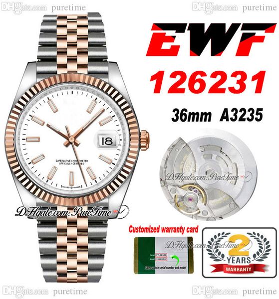 ewf just 126231 a3235 automatic watch mens ladies 36 two tone rose gold white stick dial jubileesteel bracelet super edition same series car, Slivery;brown
ewf just 126231 a3235 automatic watch mens ladies 36 two tone rose gold white stick dial jubileesteel bracelet super edition same series car, Slivery;brown