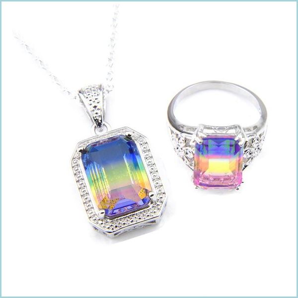 other jewelry sets rainbow mti 2pcs/lot rings pendants sets rec bi colored tourmaline vintage 925 sier chain necklaces jewelry for wo dhj15, Silver
other jewelry sets rainbow mti 2pcs/lot rings pendants sets rec bi colored tourmaline vintage 925 sier chain necklaces jewelry for wo dhj15, Silver