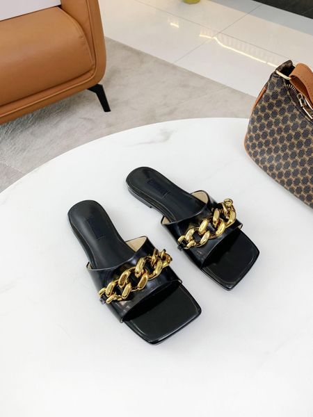 2022 chain flat mid heel nappa mules sandals designer luxury women summer outdoor shoes lady leather slippers, Black
2022 chain flat mid heel nappa mules sandals designer luxury women summer outdoor shoes lady leather slippers, Black
