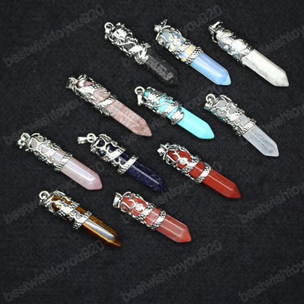 dragon natural gem stone pendants charms silver color hexagonal healing pointed crystal quartz pendulum hanging reiki jewelry for women, Bronze;silver
dragon natural gem stone pendants charms silver color hexagonal healing pointed crystal quartz pendulum hanging reiki jewelry for women, Bronze;silver