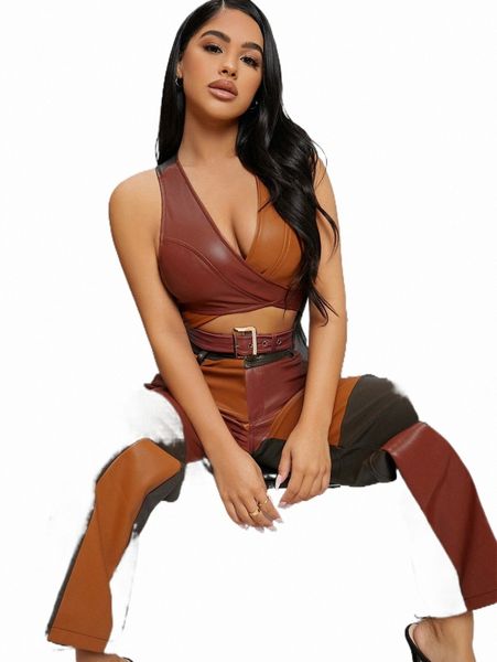 two piece dress pu leather two-toned crop tank and wide leg pants set r3rk#, White
two piece dress pu leather two-toned crop tank and wide leg pants set r3rk#, White