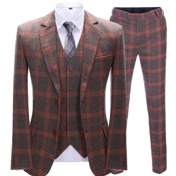 men's suits blazers style mens suits three-pieces orange plaid tuxedo casual fashion blazer groomsmen for wedding blazer vestpants 2209, White;black
men's suits blazers style mens suits three-pieces orange plaid tuxedo casual fashion blazer groomsmen for wedding blazer vestpants 2209, White;black