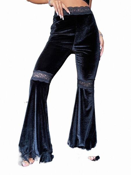 women's pants & capris high waist contrast lace velvet flare leg pants x1fa#, Black;white
women's pants & capris high waist contrast lace velvet flare leg pants x1fa#, Black;white