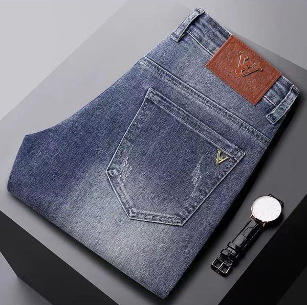 fashion men's jeans high-end designer retro nostalgia washed stretch small straight leg jeans european and american soft slim casual pa, Blue
fashion men's jeans high-end designer retro nostalgia washed stretch small straight leg jeans european and american soft slim casual pa, Blue