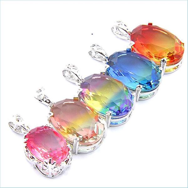 pendant necklaces mix 5pcs rainbow new 925 sterling sier oval bi-colored blue tourmaline gemstone necklaces pendants for lady party d dhakb, Silver 
pendant necklaces mix 5pcs rainbow new 925 sterling sier oval bi-colored blue tourmaline gemstone necklaces pendants for lady party d dhakb, Silver