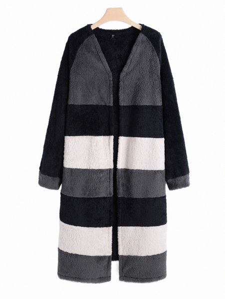 plus size outerwear & coats plus color block raglan sleeve open front flannel coat h3ee#, Black
plus size outerwear & coats plus color block raglan sleeve open front flannel coat h3ee#, Black