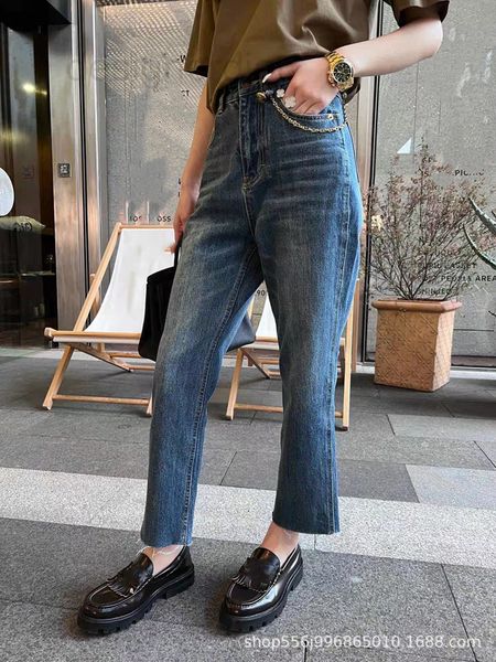 women's jeans designer nanyou spring and summer metal chain women's high waist hip lift thin water washed rough edge nine point pa, Blue
women's jeans designer nanyou spring and summer metal chain women's high waist hip lift thin water washed rough edge nine point pa, Blue