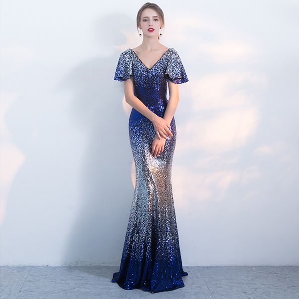 deep v neck long mermaid prom dresses new juliet sleeve floor length sequined simple formal evening dress party gowns, Black
deep v neck long mermaid prom dresses new juliet sleeve floor length sequined simple formal evening dress party gowns, Black