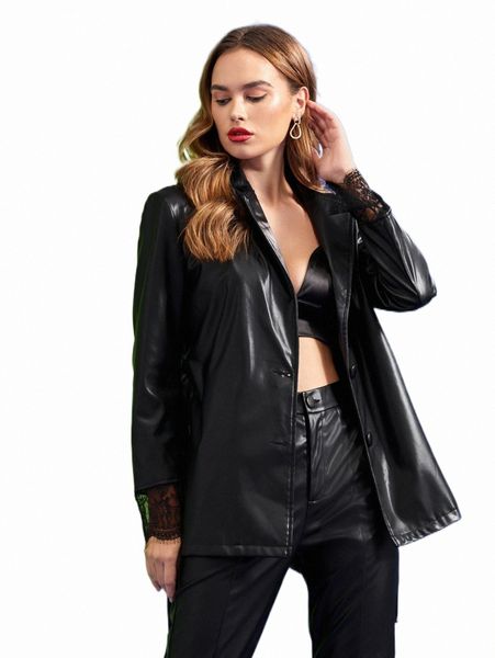 women's down & parkas x batool almuwalled button front belted pu leather coat 16bx#, Black
women's down & parkas x batool almuwalled button front belted pu leather coat 16bx#, Black