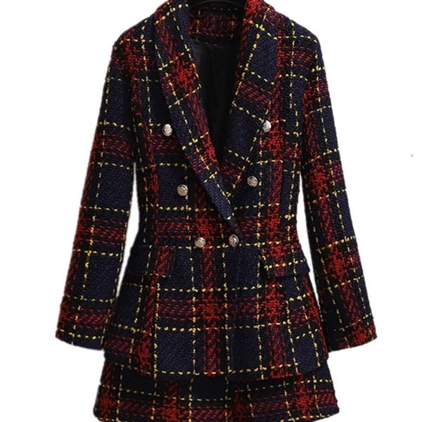 two piece dress woolen jacket short skirt two piece set women fall winter small fragrance double-breasted coat plaid blazer mini skirt suit, White
two piece dress woolen jacket short skirt two piece set women fall winter small fragrance double-breasted coat plaid blazer mini skirt suit, White