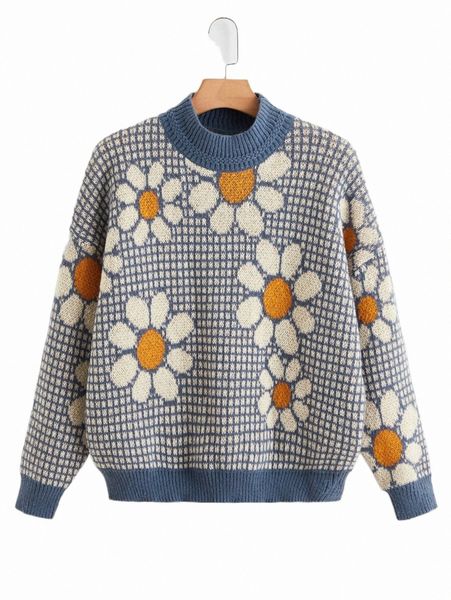 plus size t-shirt plus mock neck floral & plaid pattern drop shoulder sweater k0fu#, Black
plus size t-shirt plus mock neck floral & plaid pattern drop shoulder sweater k0fu#, Black