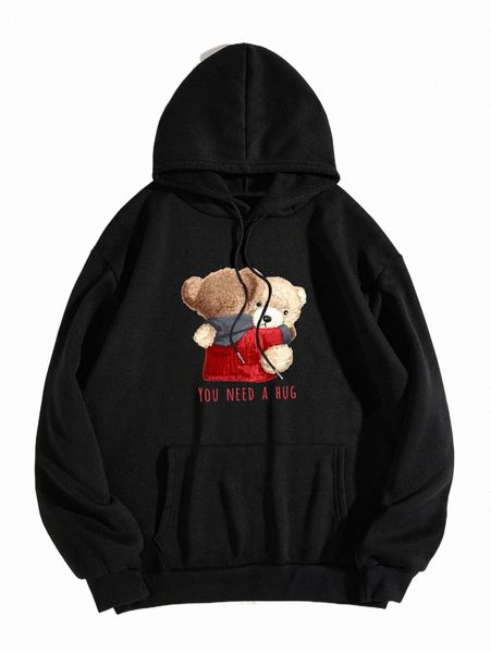 women's hoodies & sweatshirts bear & slogan graphic kangaroo pocket drawstring hoodie n21m#, Black
women's hoodies & sweatshirts bear & slogan graphic kangaroo pocket drawstring hoodie n21m#, Black