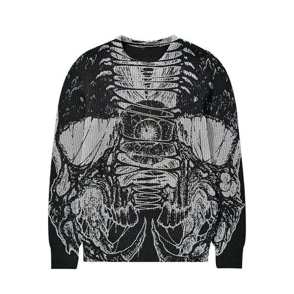 men s sweaters high street retro old skull graffiti knitted pullover ladies cotton harajuku casual loose autumn 220908, White;black
men s sweaters high street retro old skull graffiti knitted pullover ladies cotton harajuku casual loose autumn 220908, White;black