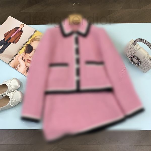 women's jackets designer 22miu autumn winter new baby pink wool tweed lapel skirt set, Black;brown
women's jackets designer 22miu autumn winter new baby pink wool tweed lapel skirt set, Black;brown
