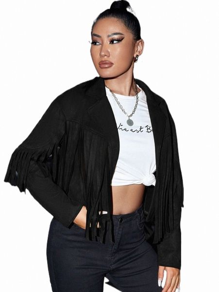 women's jackets lapel neck fringe trim suede jacket b2sh#, Black;brown
women's jackets lapel neck fringe trim suede jacket b2sh#, Black;brown