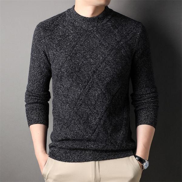men s sweaters winter half turtleneck fashion diamond jacquard temperament thickened business casual 220908, White;black
men s sweaters winter half turtleneck fashion diamond jacquard temperament thickened business casual 220908, White;black