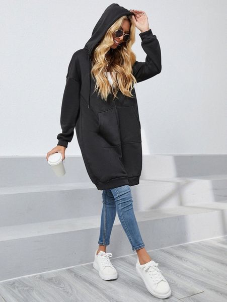 women's hoodies & sweatshirts drop shoulder zip up drawstring thermal hoodie z570#, Black
women's hoodies & sweatshirts drop shoulder zip up drawstring thermal hoodie z570#, Black