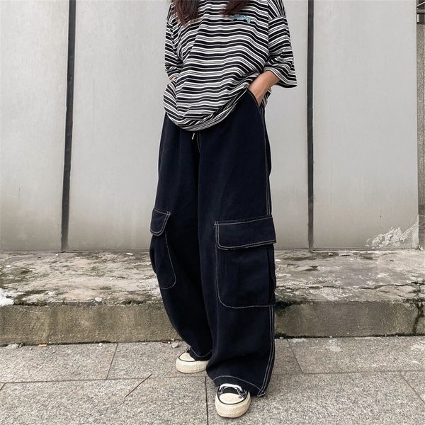 womens jeans large pocket straight wide leg overalls men loose trend black hong kong style retro allmatch pants men women jeans pants 220909, Blue 
womens jeans large pocket straight wide leg overalls men loose trend black hong kong style retro allmatch pants men women jeans pants 220909, Blue