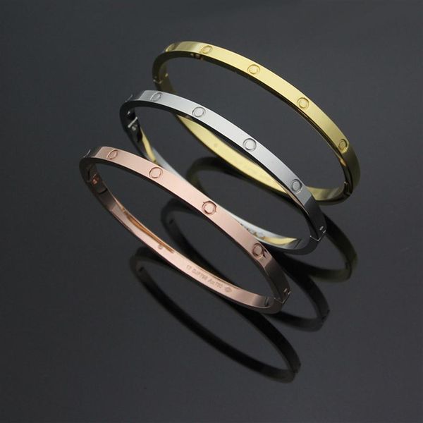 with without stone 2 styles women designer bangle titanium steel 18k gold plated narrow buckle screw bracelets fashion jew251s, Black
with without stone 2 styles women designer bangle titanium steel 18k gold plated narrow buckle screw bracelets fashion jew251s, Black