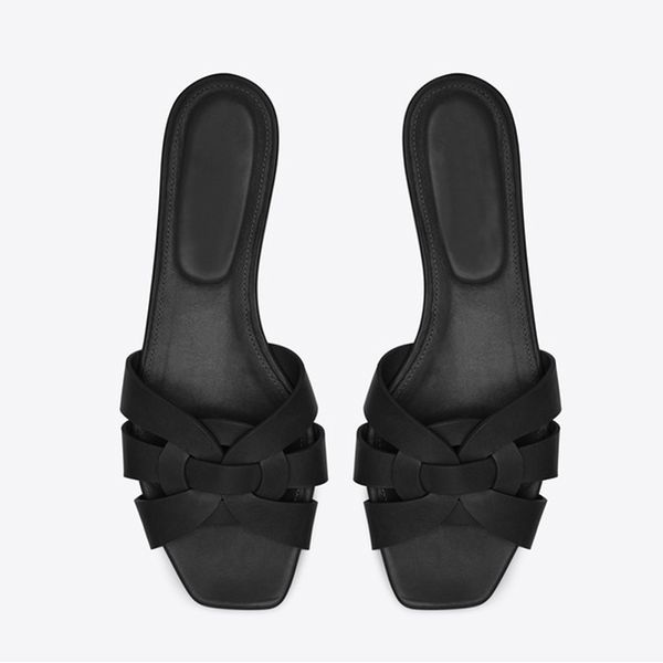 women genuine leather slippers designer shoes woman sandals flats female dress slides, Black
women genuine leather slippers designer shoes woman sandals flats female dress slides, Black