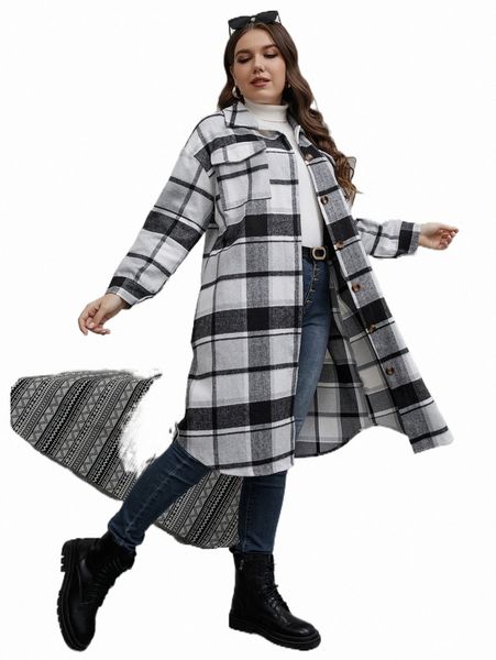 plus size outerwear & coats plus plaid flap pocket drop shoulder overcoat a2so#, Black
plus size outerwear & coats plus plaid flap pocket drop shoulder overcoat a2so#, Black