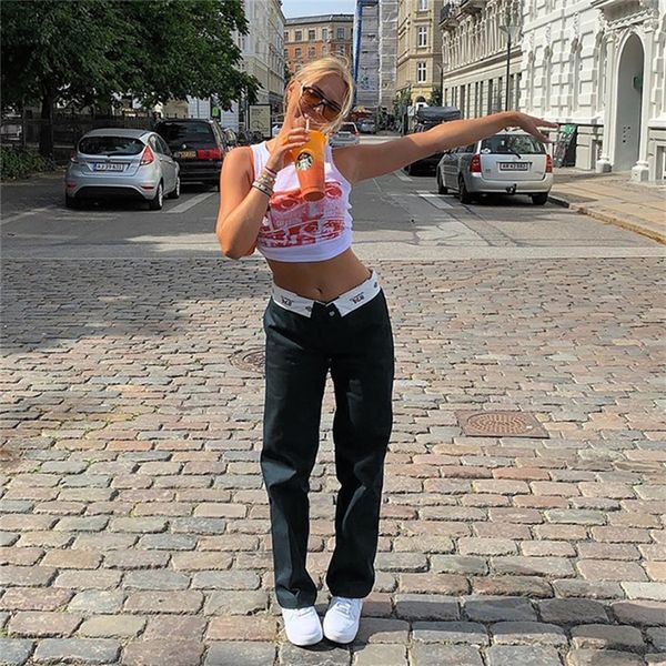 women s jeans casual low waist trousers adults color block printed zipper sports pants with pockets streetwear autumn 220907, Blue
women s jeans casual low waist trousers adults color block printed zipper sports pants with pockets streetwear autumn 220907, Blue