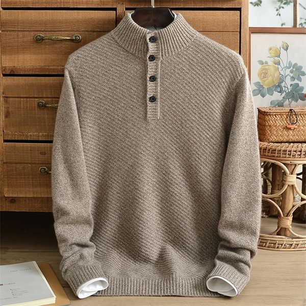 men s sweaters winter 100 pure cashmere sweater men s button half high collar middle aged japanese retro thick warm pullover 220908, White;black
men s sweaters winter 100 pure cashmere sweater men s button half high collar middle aged japanese retro thick warm pullover 220908, White;black