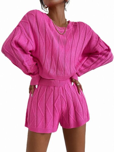 women's sweaters drop shoulder textured crop sweater & knit shorts set 51jf#, White;black
women's sweaters drop shoulder textured crop sweater & knit shorts set 51jf#, White;black