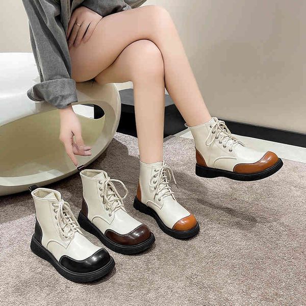 boots british style color matching thick soled motorcycle boots autumn and winter new lace up round head women's short boots fashion in, Black
boots british style color matching thick soled motorcycle boots autumn and winter new lace up round head women's short boots fashion in, Black