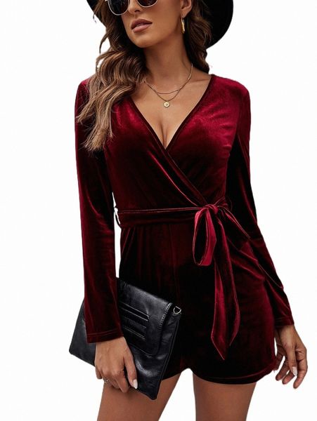women's jumpsuits & rompers solid wrap velvet romper f5ie#, Black;white 
women's jumpsuits & rompers solid wrap velvet romper f5ie#, Black;white