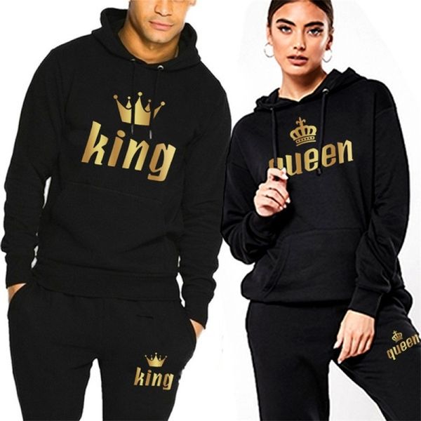 men's tracksuits fashion king and queen printed hooded suits spring autumn couple hoodie pants 2-piece suit 220909, Gray
men's tracksuits fashion king and queen printed hooded suits spring autumn couple hoodie pants 2-piece suit 220909, Gray