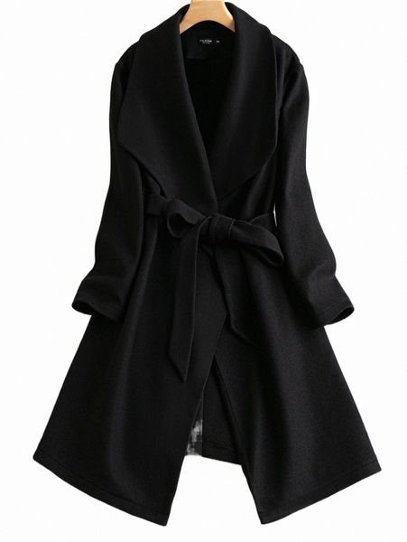 plus size outerwear & coats plus solid waterfall collar belted overcoat 86hv#, Black
plus size outerwear & coats plus solid waterfall collar belted overcoat 86hv#, Black