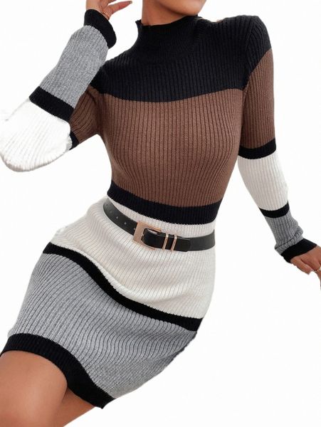 women's sweaters color block mock neck sweater dress without belt d10f#, White;black
women's sweaters color block mock neck sweater dress without belt d10f#, White;black