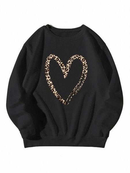 women's hoodies & sweatshirts leopard & heart print thermal lined sweatshirt x6ao#, Black
women's hoodies & sweatshirts leopard & heart print thermal lined sweatshirt x6ao#, Black