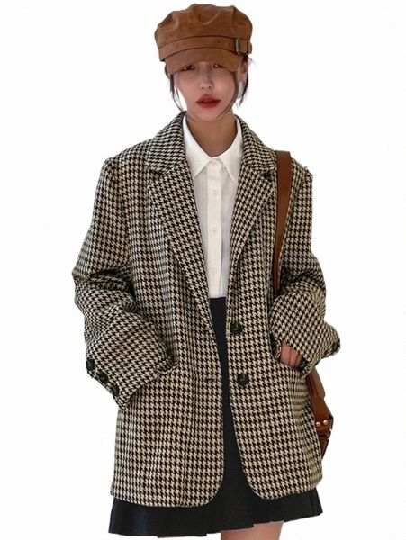women's down & parkas dazy houndstooth pattern flap pocket overcoat h0tj#, Black