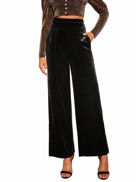 women's pants & capris high waist seam detail velvet wide leg pants i70d#, Black;white
women's pants & capris high waist seam detail velvet wide leg pants i70d#, Black;white