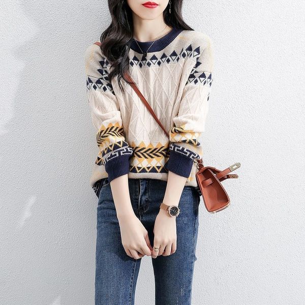women s sweaters autumn and winter fashion round neck long sleeved contrast sweater women loose knit pullover blouse all match 220908, White;black
women s sweaters autumn and winter fashion round neck long sleeved contrast sweater women loose knit pullover blouse all match 220908, White;black