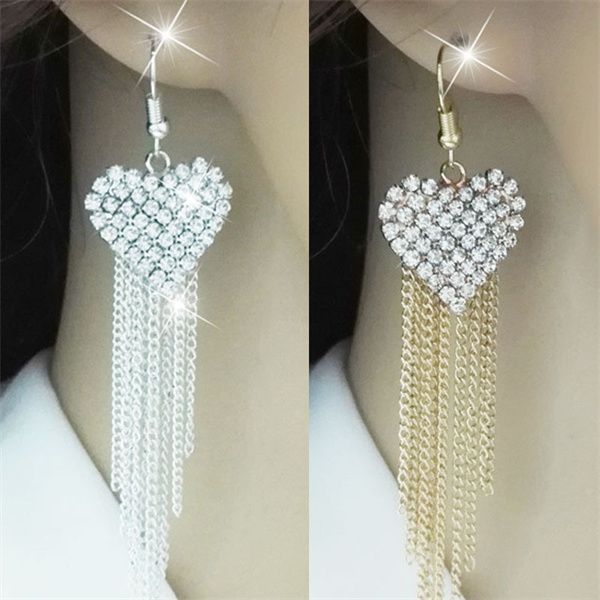 new european and american luxury love tassel dangle chandelier ladies long rhinestone earrings jewelry love wedding bridal gift ac36, Silver
new european and american luxury love tassel dangle chandelier ladies long rhinestone earrings jewelry love wedding bridal gift ac36, Silver