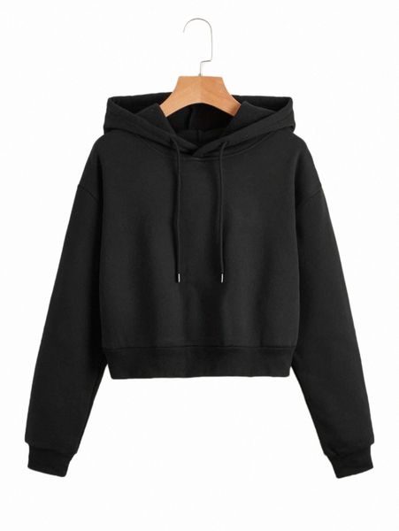women's hoodies & sweatshirts solid drawstring crop thermal lined hoodie n0hg#, Black
women's hoodies & sweatshirts solid drawstring crop thermal lined hoodie n0hg#, Black